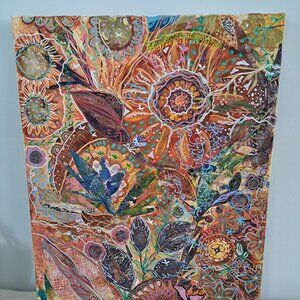 18x25 mixed media acrylic and paper on canvas